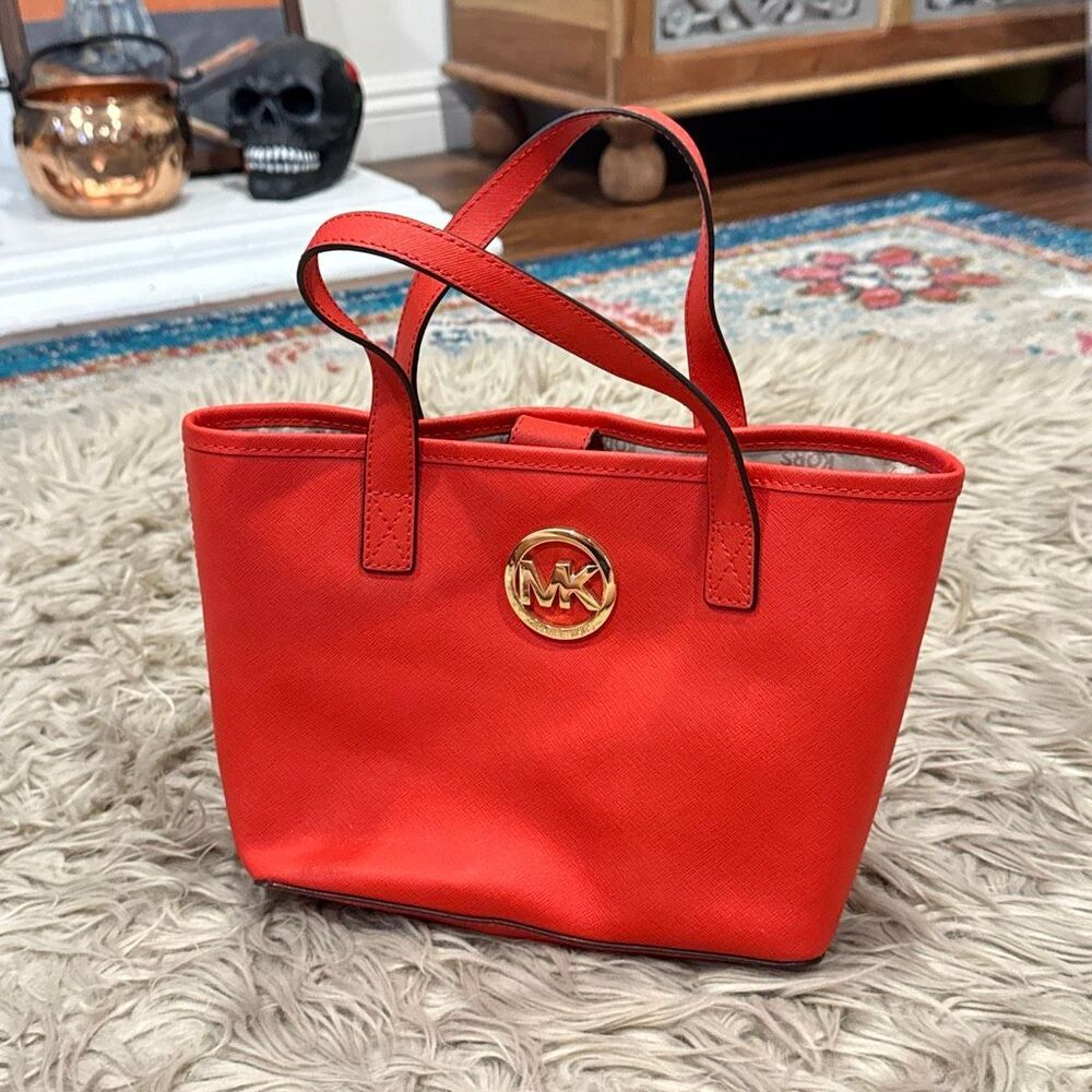 Michael Kors Red Leather Logo Tote
